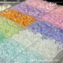 猫眼感4mm明るいマカロン高品質米珠ガラスDIY手作り材料部品散珠ビーズ卸売り