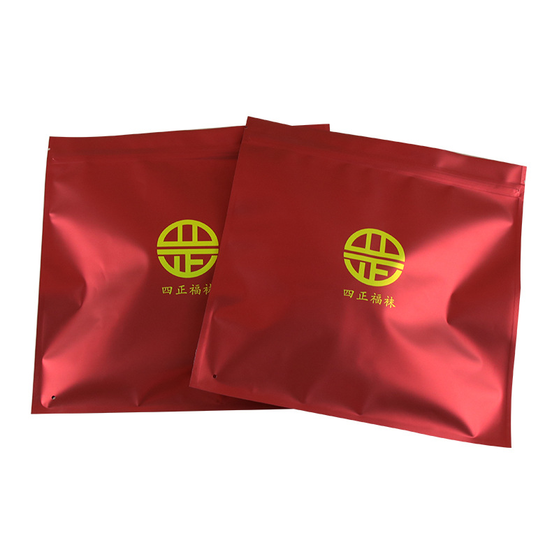 Bolso afortunado rojo bolsa de cremallera calcetines ropa engrosada de plástico bolsa de embalaje de ropa para niños bolsa ziplock de aluminio mate compuesto