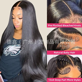 假发定制真人发13*4前蕾丝长直发全头造型女士头套human hair wig