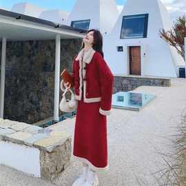 红色新中式国风羽绒服外套半身裙套装女秋冬两件套巨好看韩系加厚