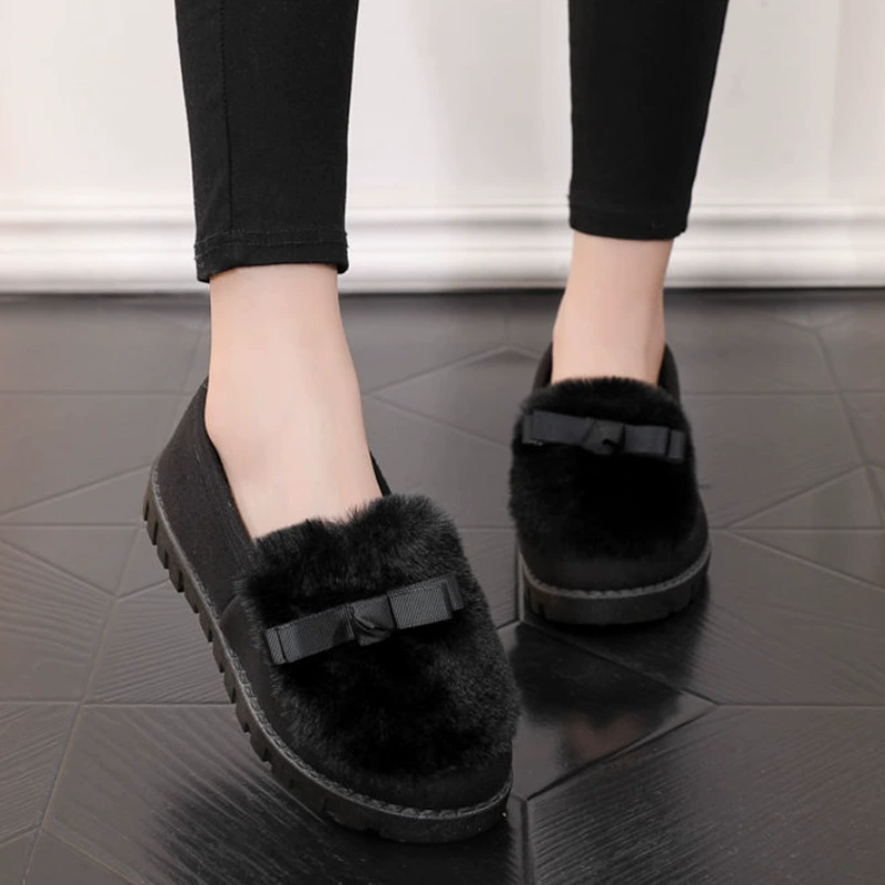 Demi‑season warm slippers, PVC upper, suede‑effect and faux‑fur trim, Korean style, sizes 36–40