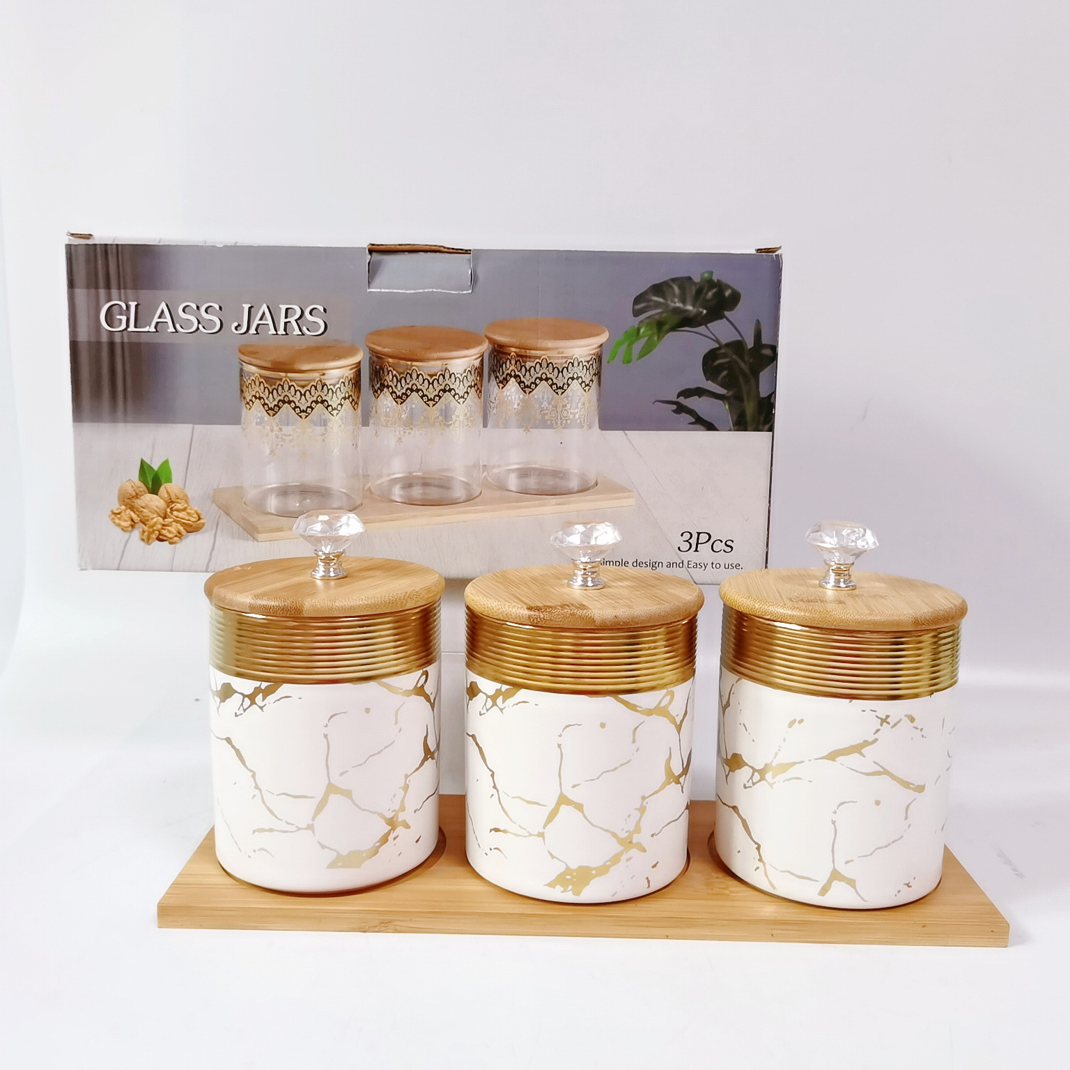 Exportación exportación saudita cerámica sellado tarro cocina multi-grano almacenamiento tarro con madera café té tarro