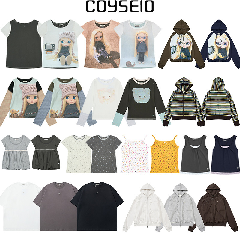 Korean trendy brand Coyseio collaborates with Blythe doll to release a collection of heat-transfer printed long and short sleeve sweatshirts