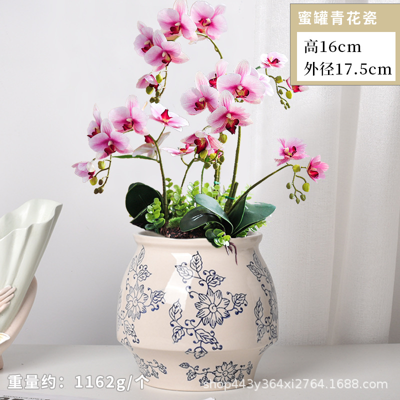 Cerámica orquídea mariposa maceta especial ins crema viento alto sentido decoración del hogar verde cerámica maceta grande image 17