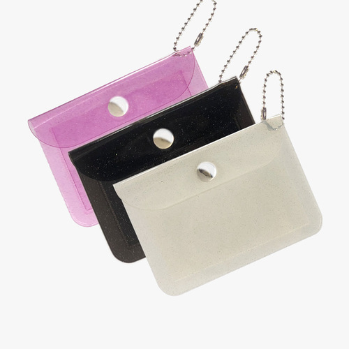 Transparent PVC bus card holder ins style glitter powder transparent card holder girl simple portable coin purse ID holder