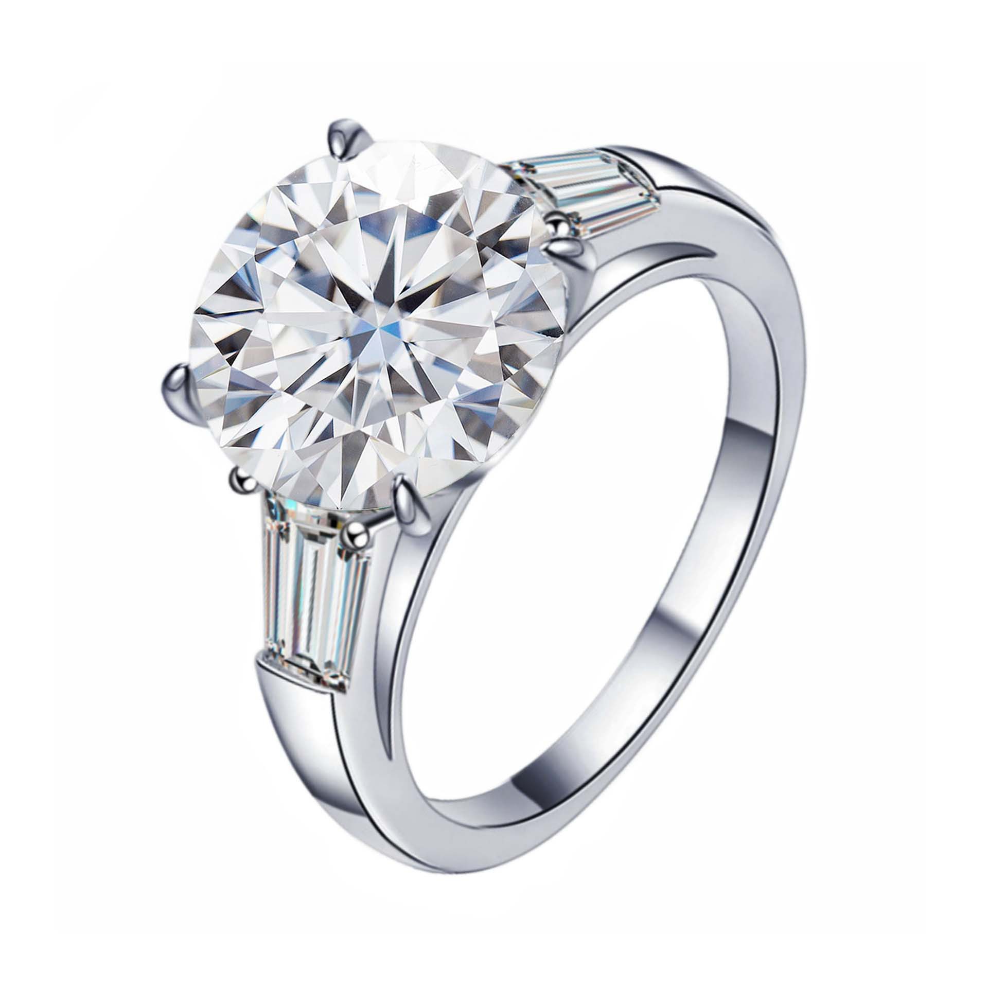 S925 plata esterlina de 5 quilates anillo de piedra de moissan, anillo de compromiso elegante de alta calidad