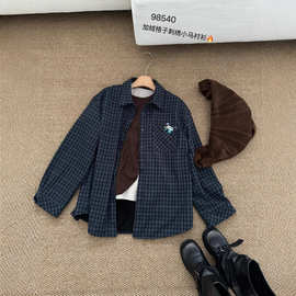 加绒格子衬衫女 2025秋冬新款韩版宽松休闲翻领加厚保暖衬衣98540