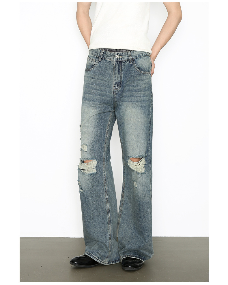Vintage Washed Denim Jeans For Men Straight And Bootcut Fit_voghion.com