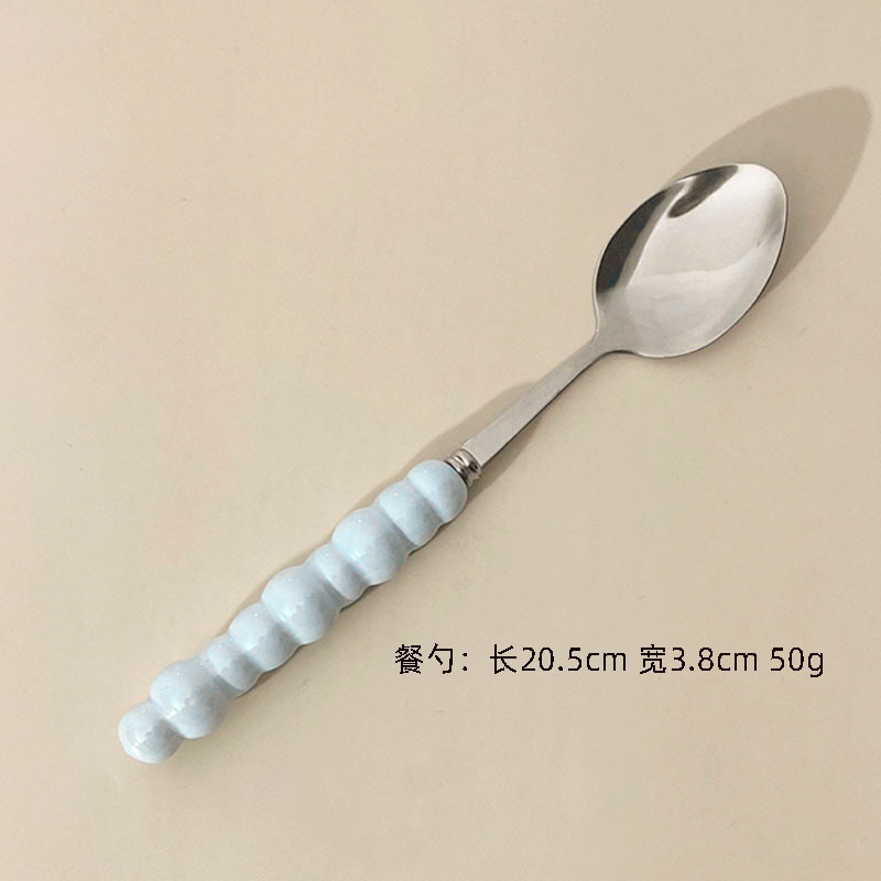 クロスボーダークリエイティブセラミックハンドルナイフ、フォーク、スプーン、高価値ステンレス洋食ナイフ、スプーン、フォーク、デザートスプーン4点セット|undefined