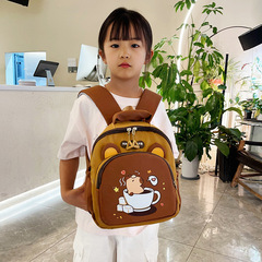 新しいクロスボーダーカピバラバックパック男の子と女の子かわいいカピバラプリントスクールバッグ大容量子供用バッグ