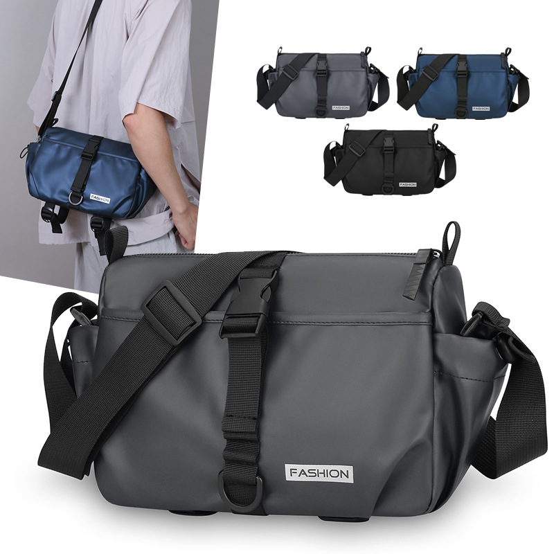Workwear Style Men's Shoulder Bag, Large Capacity, Pu Leather Texture, Trendy Crossbody Bag, Multi-Pocket Storage, Commuter Men's Bag