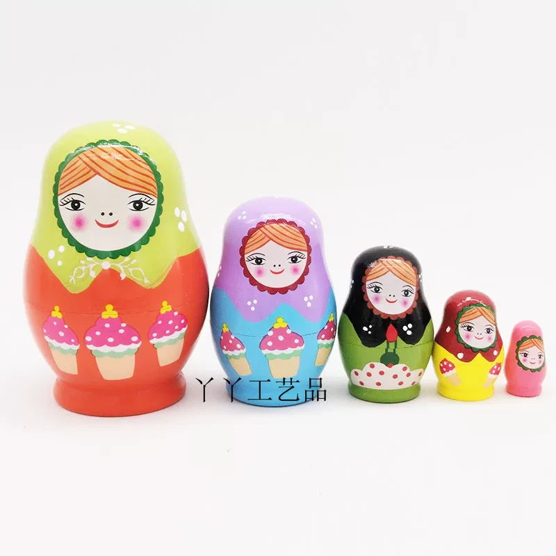 Пятимесячный (Five-level?) ice creamy belly girl Russian set baby birthday gift wooden craft gifts Valentine's Day decoration