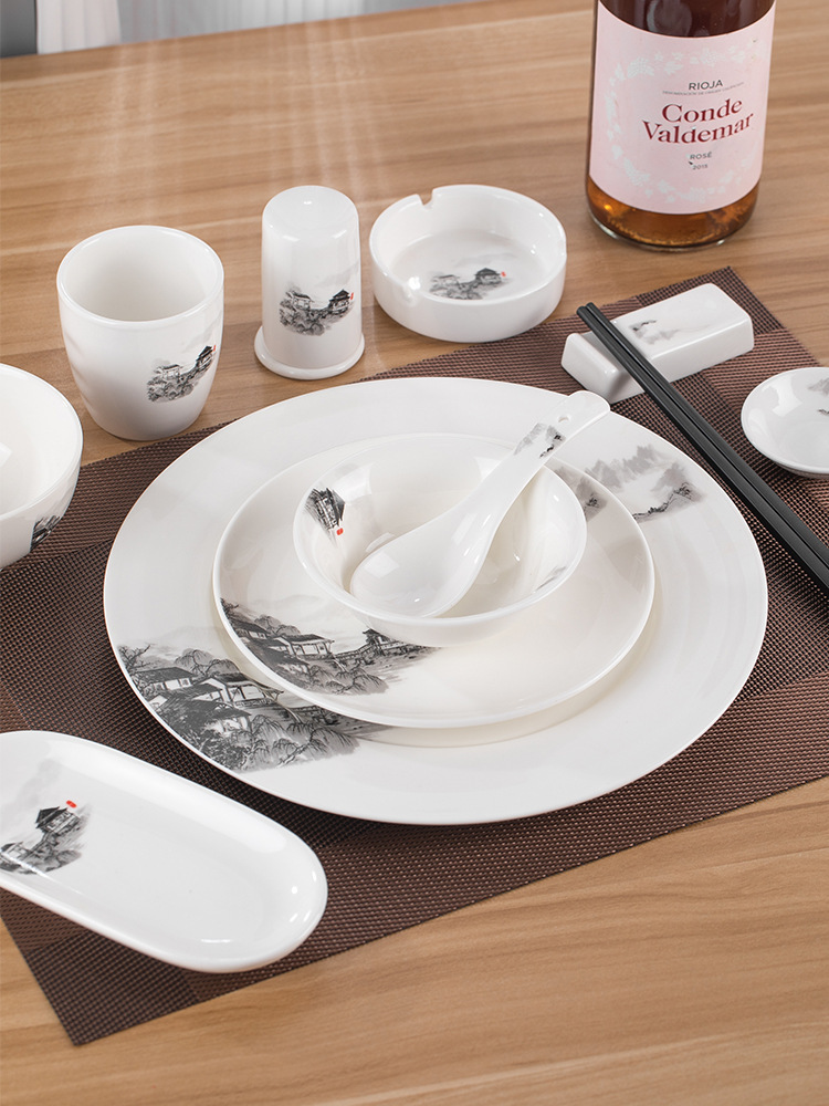 Tableware for hotel, ceramic set, Chinese style, 3 piece set, 4 piece set
