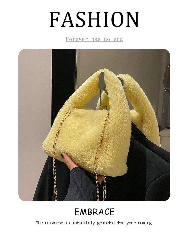 Pluche niche-ontwerp Dameskleurige crossbody Nieuwe herfst- en winterhandtas 2023 Chain pluchen tas_voghion.com