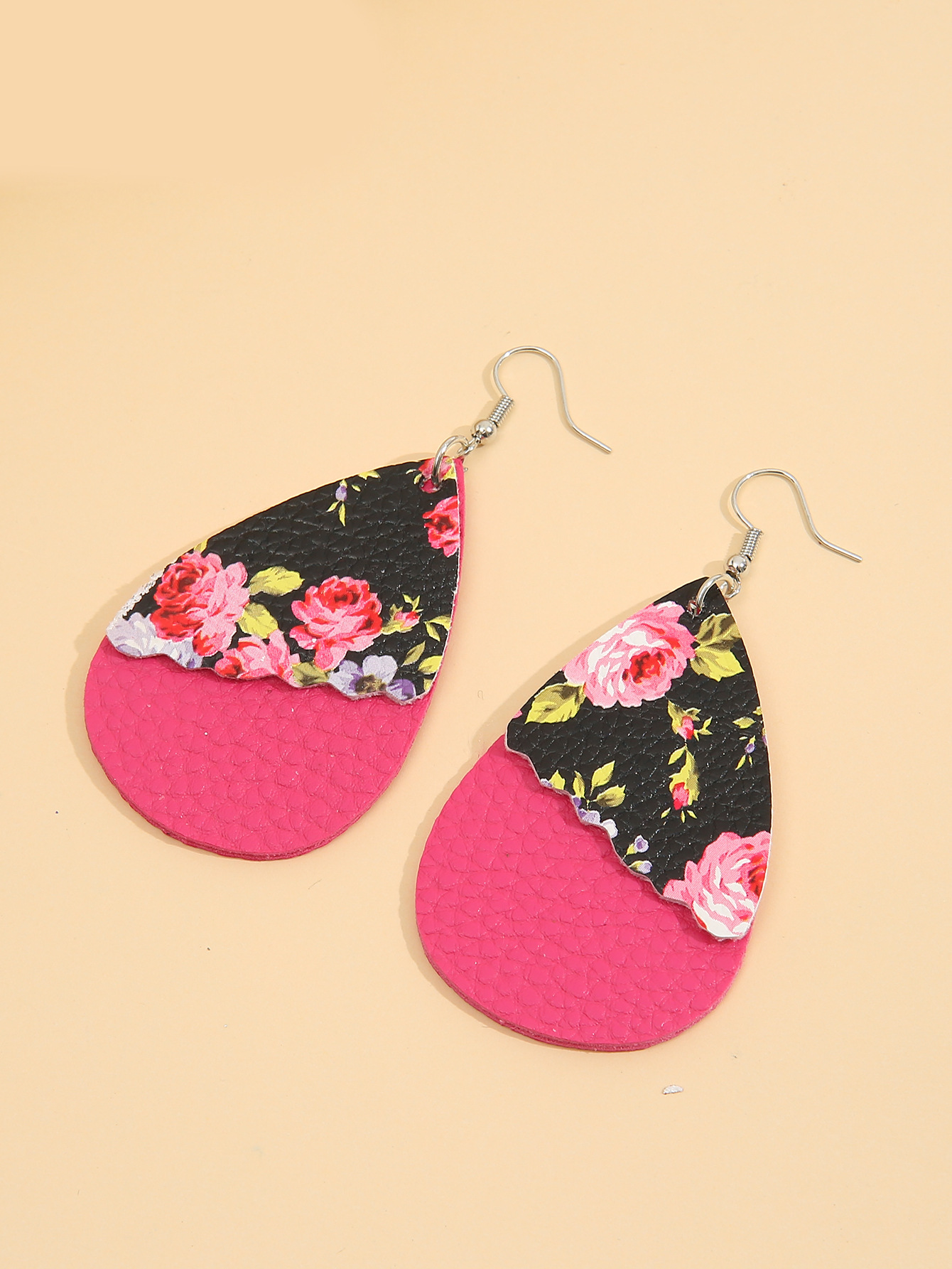 Fashion Flower Synthetics Printing No Inlaid Drop Earrings display picture 2