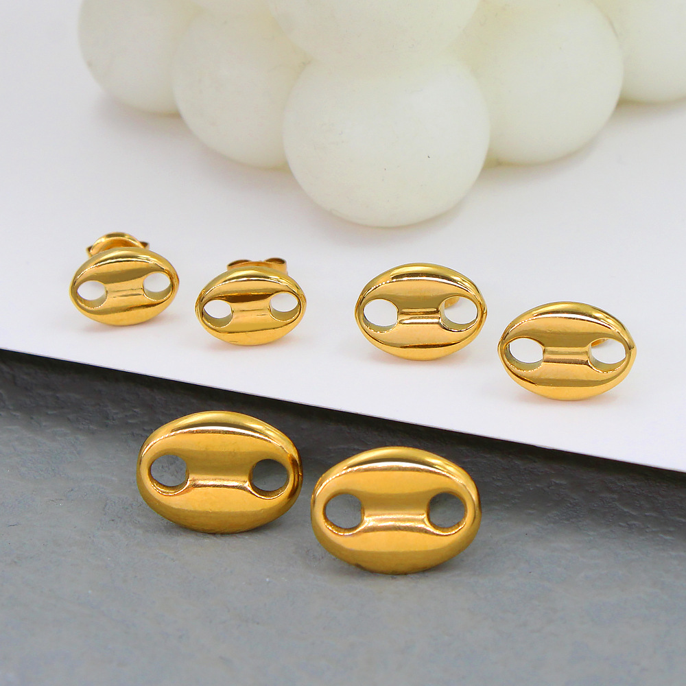 1 Pair Retro Simple Style Geometric 304 Stainless Steel 18K Gold Plated Ear Studs display picture 6