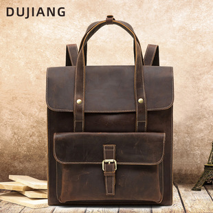 Cross-Border Retro Cowhide Travel Backpack European and American Retro Crazy Horse Leather Backpack Men's Large Capacity Genuine Leather Backpack