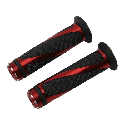 Off-Road Motorcycle Modified Handlebar Grips, Anti-Slip and Wear-Resistant Rubber Throttle Grips, Handlebar Rubber Covers (Motorcycle Handle Cover) - red