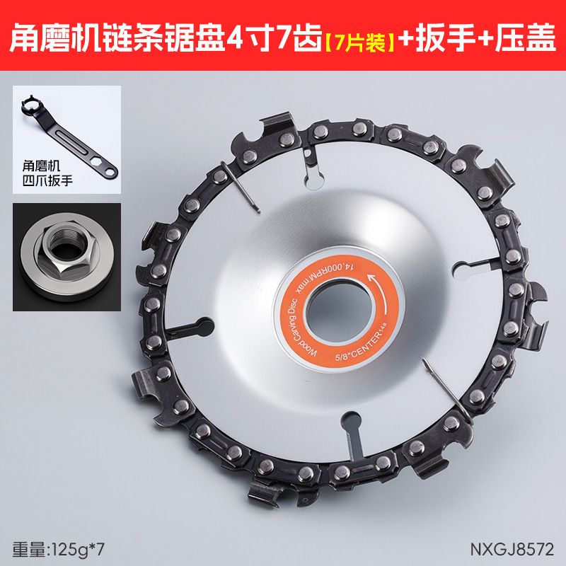 4 pulgadas 22 pulgadas madera molino de ángulo hoja de sierra de cadena sin instalación multifuncional hoja de sierra de molino de ángulo hoja de sierra de cadena