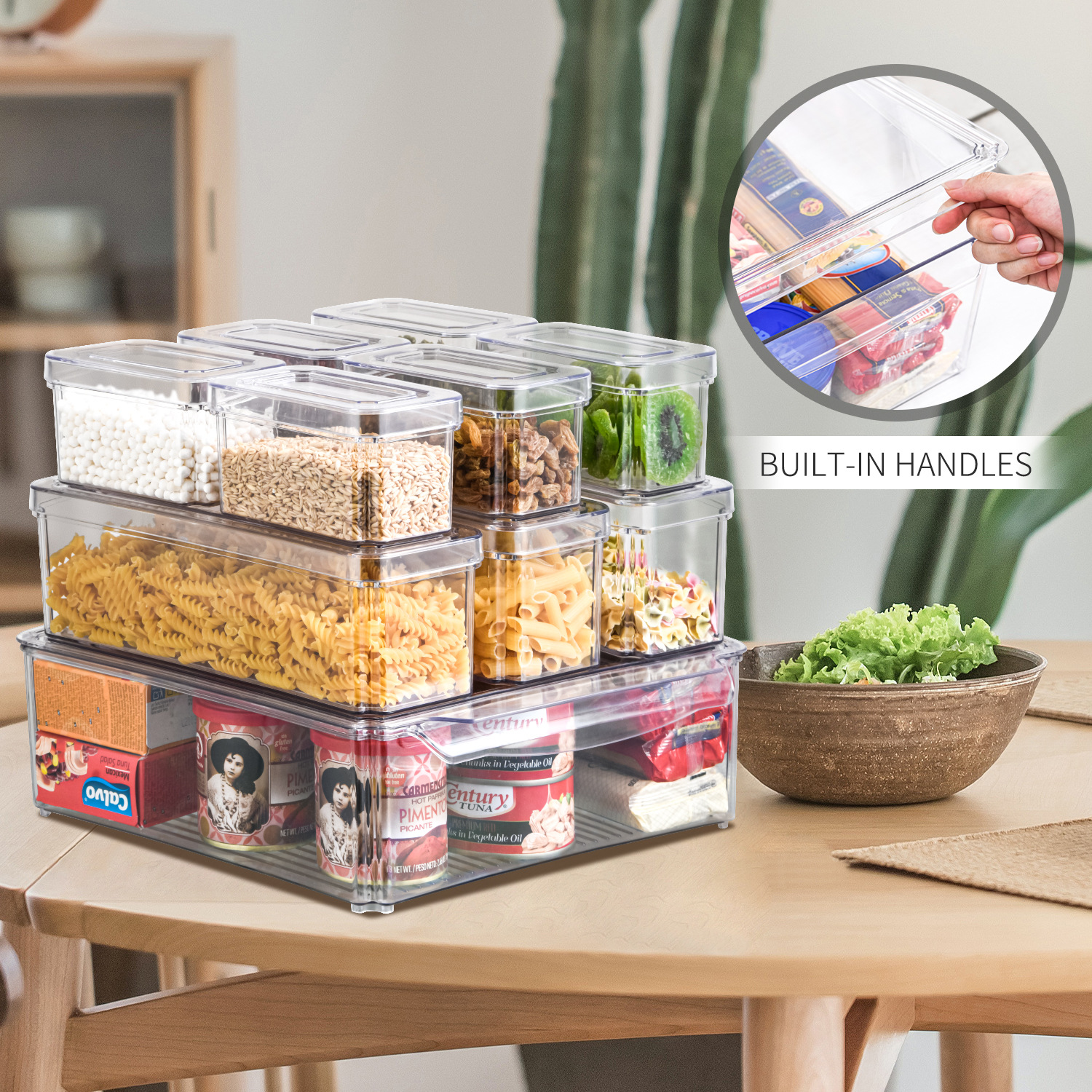 PET cocina refrigerador caja de almacenamiento multi-pieza de frutas y verduras crujiente snack caja de almacenamiento de fábrica al por mayor de suministro directo