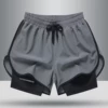 Double -layer printed shorts gray