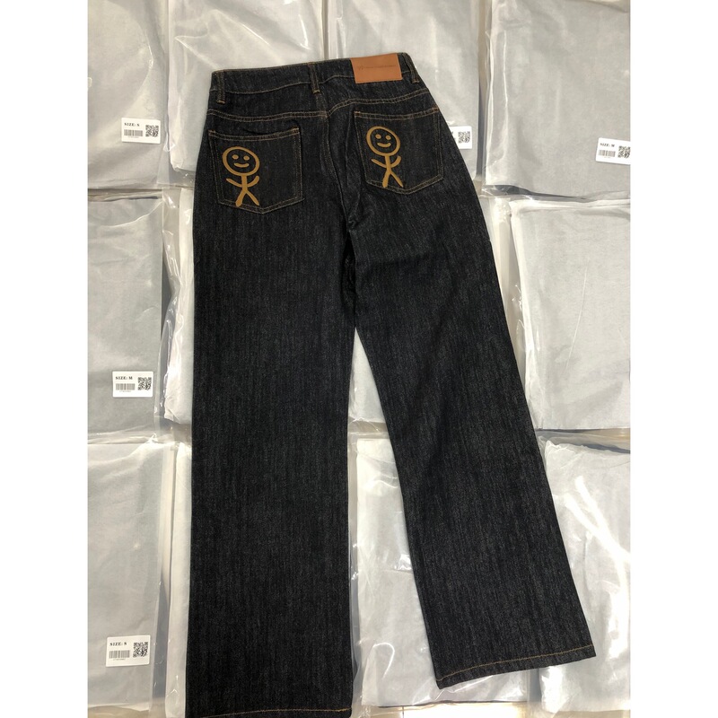 26ss Nanyou Haute Couture/Boutique Niche Urb*n Matchstick Man Graffiti Print Ins-style Straight-leg Jeans