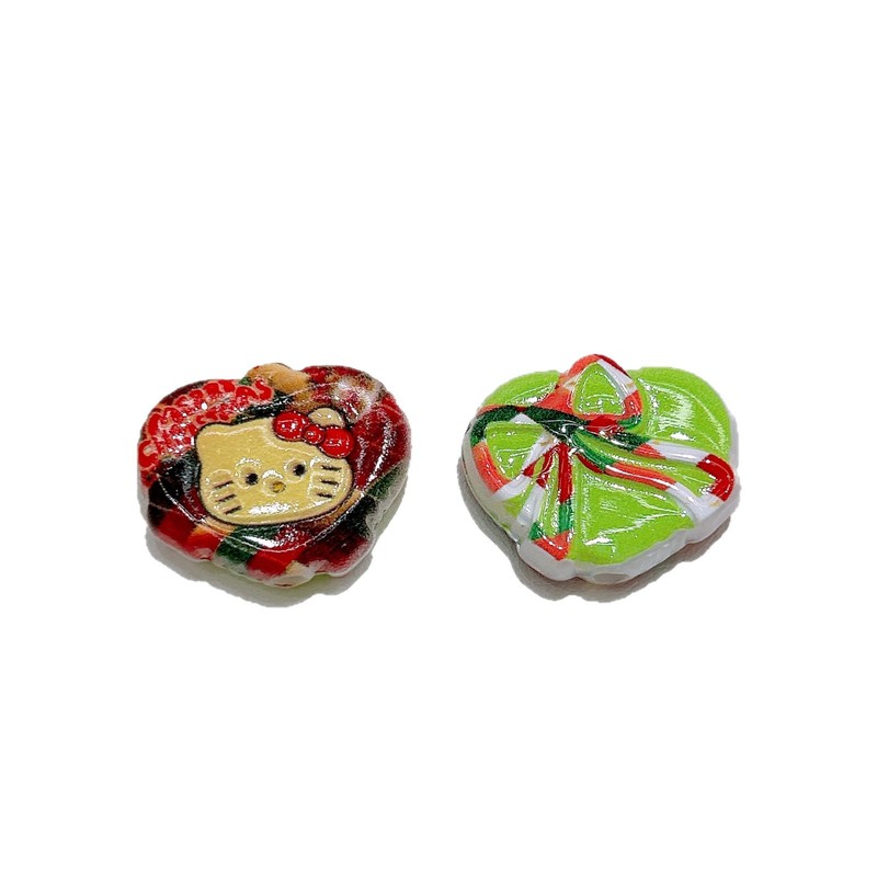 亚克力双面印花HelloKitty猫咪系列竖孔爱心珠diy手机链饰品配件|undefined