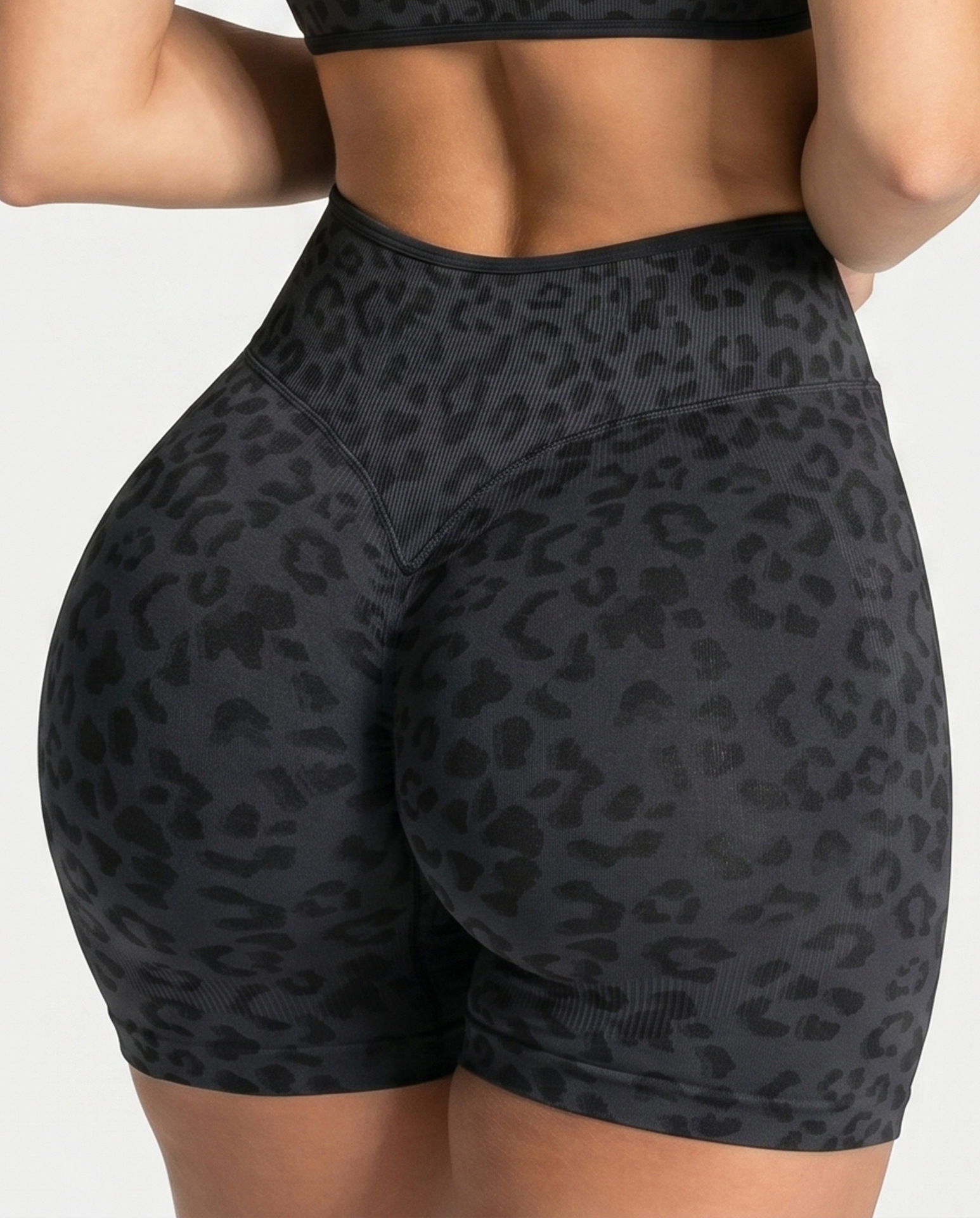 TEOO transfronterizo sin costuras 3D impresión de leopardo pantalones cortos de yoga de borde de miel hump bra deportivo ropa de fitness set de yoga