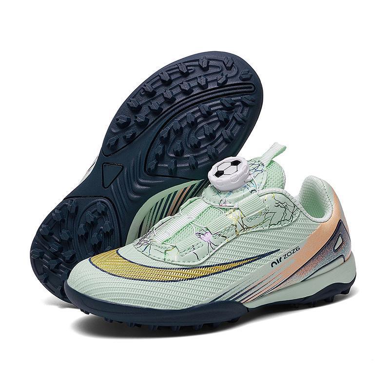 Zapatillas de Fútbol Infantil para Entrenamiento de Cuero Artificial con Botón Giratorio