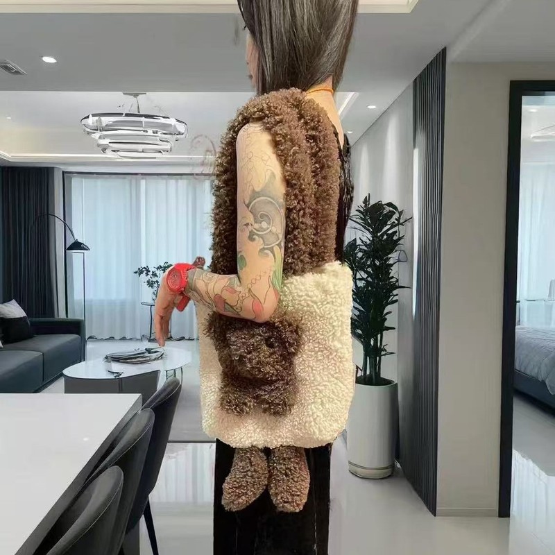 新款考拉熊毛绒托特女士单肩包大容量女可爱卡通小熊斜挎手提包包|undefined