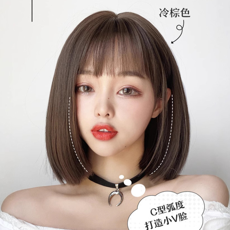 Wig Female Short Hair Internet Celebrity Bobo Short Straight Hair New Curly Hair Elegant Inner Buckle Korean Girl Full Headband Hair Cover Wig Female Short Hair Internet Celebrity Bobo Short Straight Hair New Curly Hair Elegant Inner Buckle Korean Girl Full Headband Hair Cover