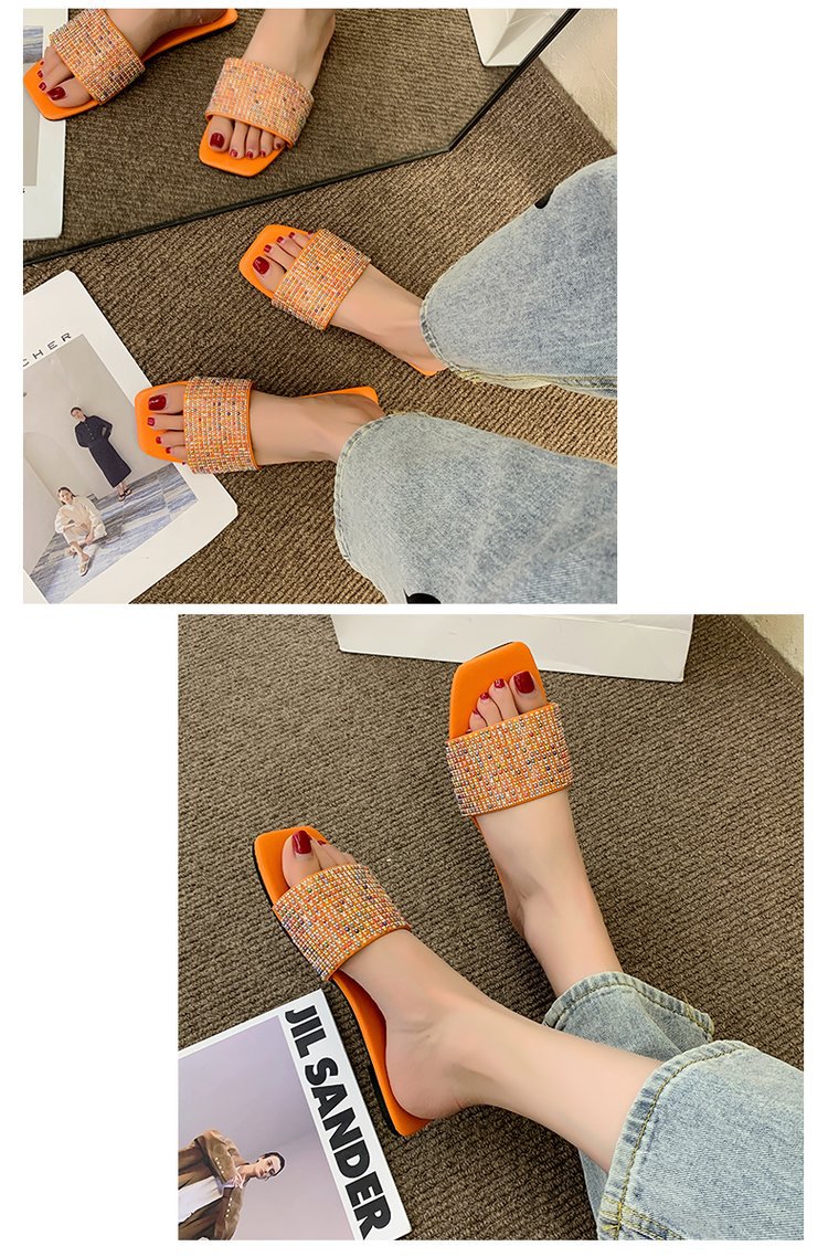 Water Diamond for Women's Outwear 2024 Summer New Fashion, Casual, Comfortable French Small Fragrant Cool Slippers_voghion.com