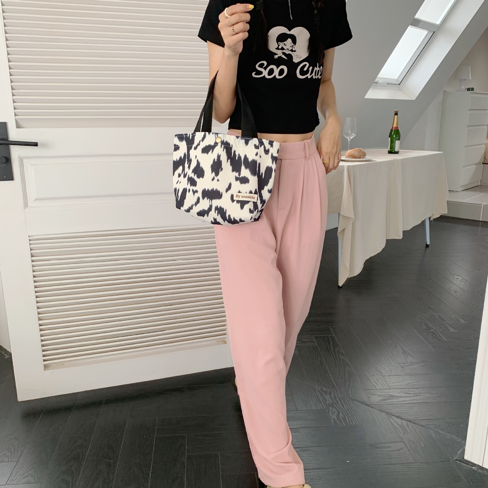 26274 New artistic and fresh hand-held bento bag, casual ladies' hand-held bag supply, snack storage bag undefined