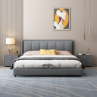 Nordic Napa leather bed double bed 1.5m storage bed 1.8 M modern simple light luxury master bedroom fabric bed