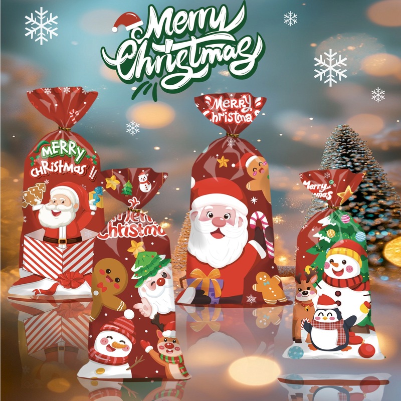 クリスマスキャンディバッグクリエイティブギフトバッグ子供のホリデーパーティーoppタイバッグアマゾン包装卸売|undefined
