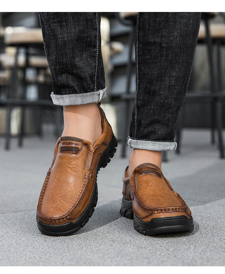 Giày da nam cỡ lớn mũi tròn đế bệt phong cách casual — 33237 màu nâu đỏ, 33237 màu vàng nâu, 33237 màu đen chi tiết 14