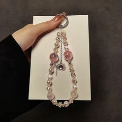 カラフルな猫タッセル猫目玉携帯電話ストリングチェーンファッションクリスタルパールビーズバッグ女性の携帯電話ストラップ