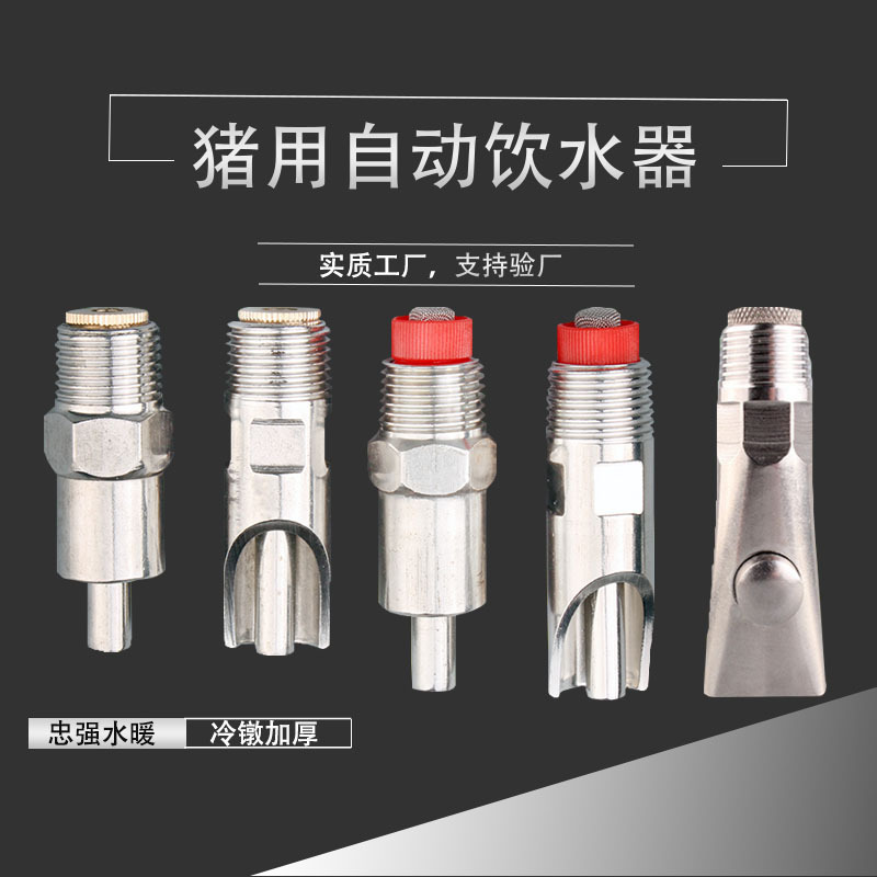 Bebedero de cerdo de acero inoxidable, pico de agua de cerdo, pico de pato, tipo de pezón, tapa de cobre, tapa de plástico, pico de cerdo, agua a prueba de salpicaduras, pico de agua de cerdo