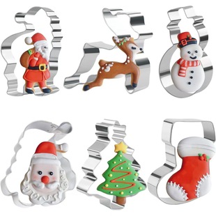 Stainless Steel Christmas Cookie Mold Snowman Cookie Mold Christmas Tree Snowflake Fondant Cookie Baking Tool
