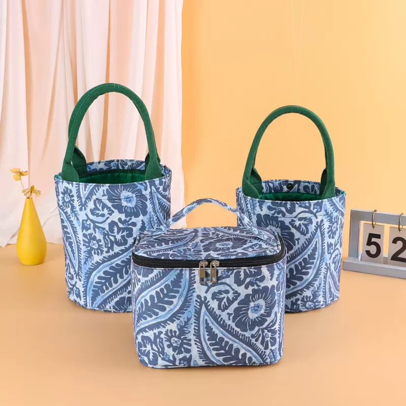 拉链手提包印花民族风圆筒包旅游日常通勤手拎包大容量收纳包定制