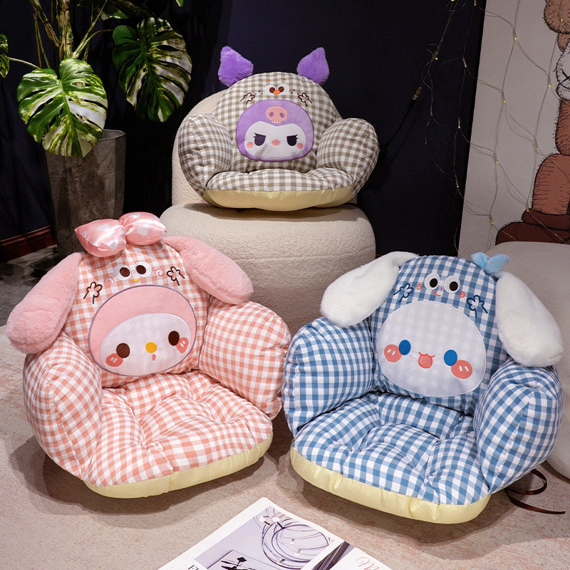 かわいい全包座布団ドーパミン格子座布団オフィス座布団学生寮座布団一体椅子マット|undefined
