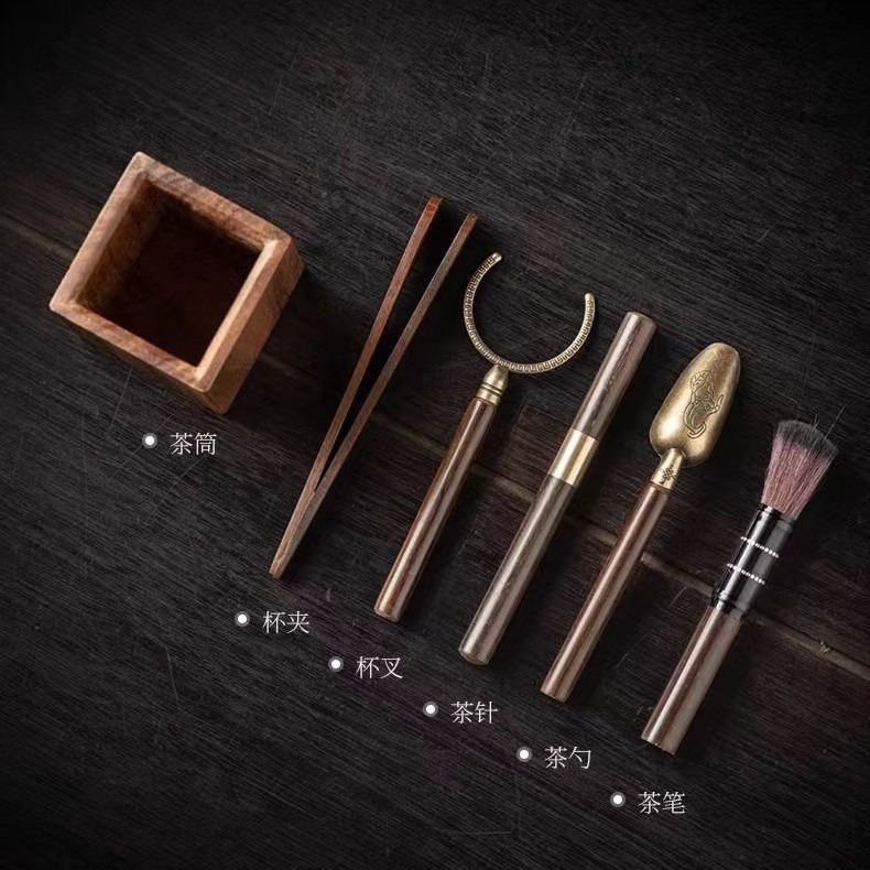 Ceremonia de té transfronteriza de nuez seis caballeros kung fu accesorios de suministros de té herramientas de preparación de té paquete de cucharas de té