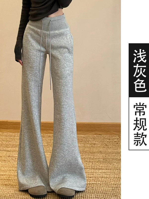 灰色微喇叭运动裤子女款2025年秋季新款高腰显瘦休闲阔腿马蹄卫裤|undefined