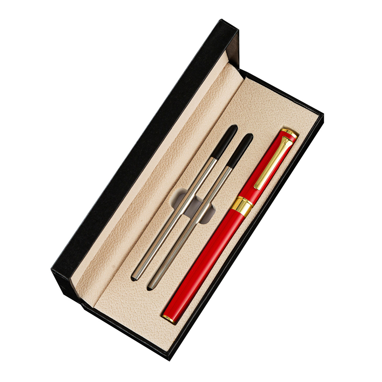 Bolígrafo de firma de metal rojo Guofeng caja de regalo de negocios conjunto de publicidad de alta calidad bolígrafo de impresión de logotipo bolígrafo neutro