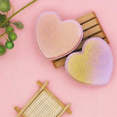 心形浴鹽情人節定制oem 多泡花香清潔滋潤沐浴泡澡球浴鹽球工廠