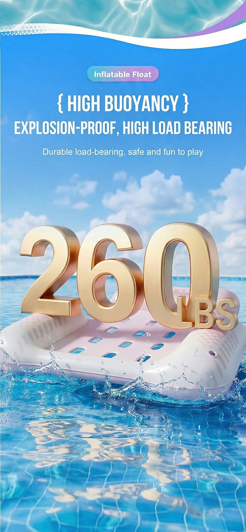 Cartoon Macaron Three-tube Inflatable Pool Hammock Water Raft_voghion.com