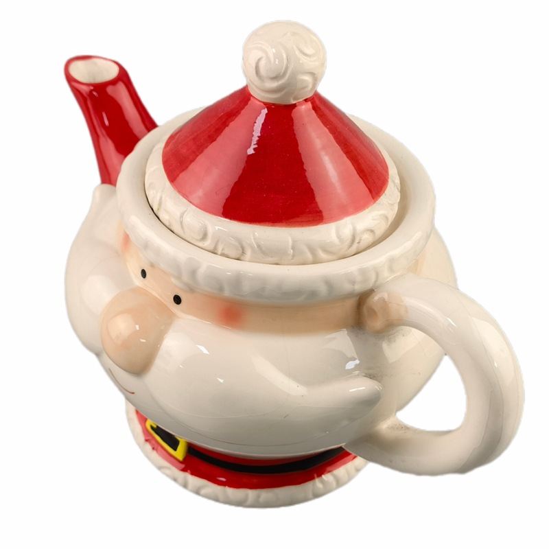 Cerámica Santa tetera Santa tetera de agua serie de platos de Navidad tetera de leche hecha a mano
