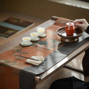 Xiangyunsha Tea Mat Tea Towel Dry Bubble Tea Mat Table Mat Chinese Zen Tea Table Cloth Long Strip Song Dynasty Aesthetic Table Flag