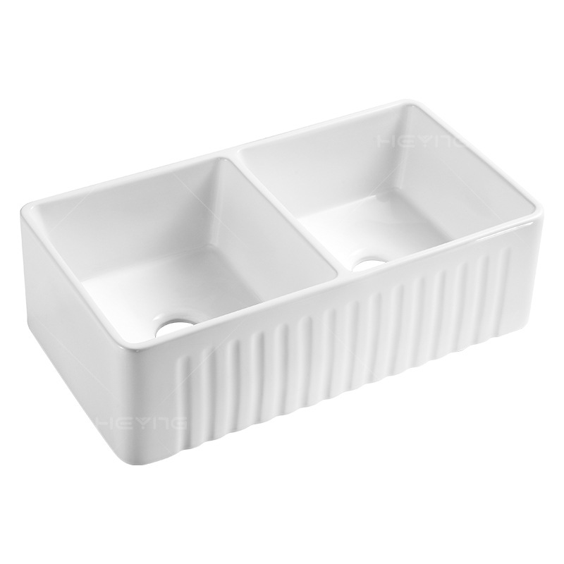 Fregadero de Cocina de Cerámica de Un Solo Pozo Semiincrustado