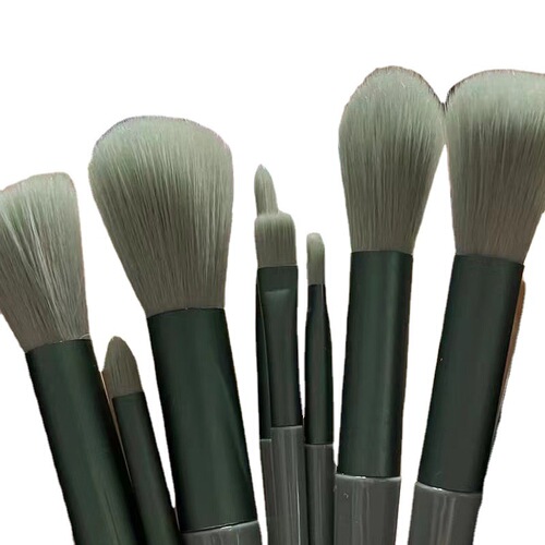 Four Seasons Green Thirteen-Piece Makeup Brush Set with Velvet Cloth Bag, Direct Supply Matcha Green 13-Brush Set, Beauty Makeup Tools Manufacturer